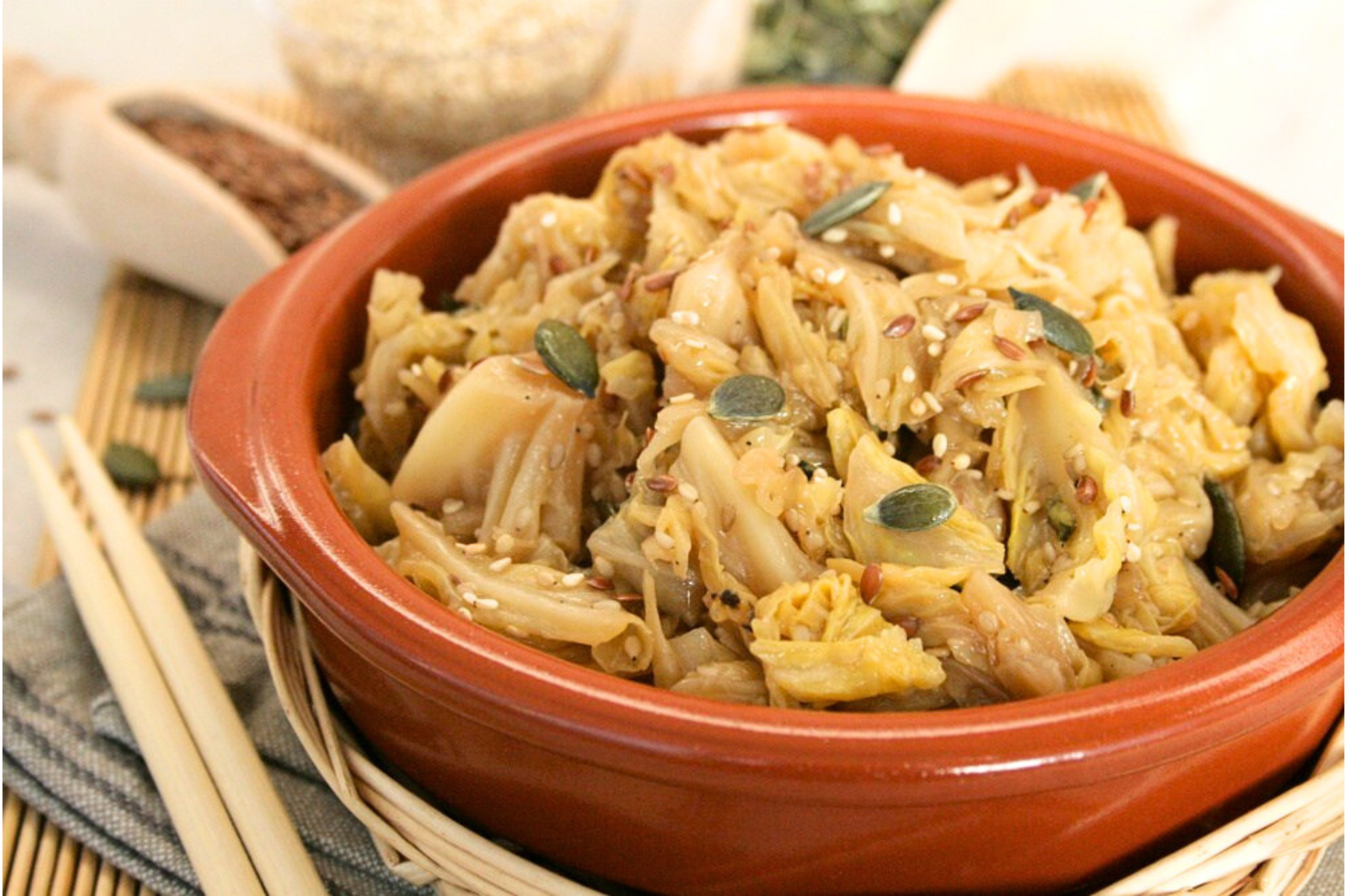 Verza stufata con curry e semi